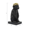 Resin Monkey Figurine with Gold Rose Crown - Elegant Polyresin Statue for Home, Office, Bedroom, and Living Room Decor - Sculpted Ornament - 8" Black - 2 of 4