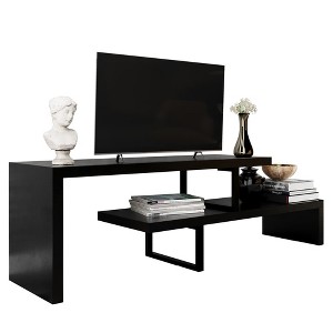 LeisureMod TV Stand with MDF Shelves and Powder-Coated Iron Legs - Orford Collection - 1 of 4