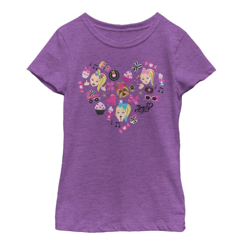 Girl's Jojo Siwa Heart Icons T-Shirt, 1 of 4