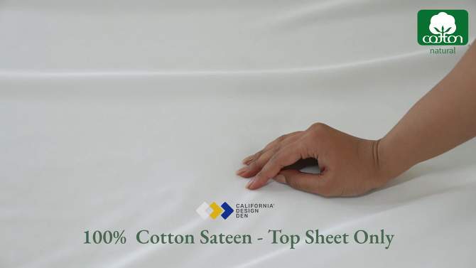 Flat Sheet Only, 400 Thread Count 100% Cotton Sateen, Soft & Durable by California Design Den, 2 of 10, play video