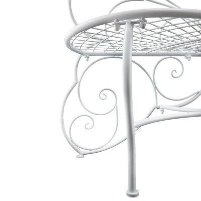 Charming Alpine 62" White Metal Butterfly-Shaped Garden Bench