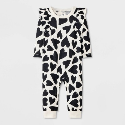 Baby Girls' Heart Ruffle Romper - Cat & Jack™ Cream