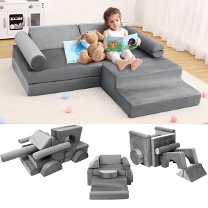 GustoWave 13PCS Modular Kids Play Sofa, Playhouse Play Set for Toddlers Babies, Toddler Couch Foam Play Couch - 1 of 4