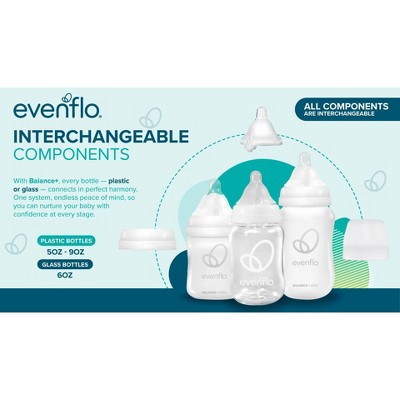 Evenflo Feeding - Brandclub - Evenflo 3pk Balance Wide-Neck Anti-Colic Baby Bottles  Glass - 6oz: BPA-Free, Level 1 Slow Flow, 3-Pack