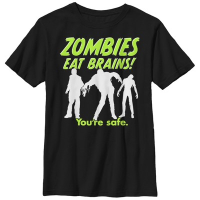 Boy's Lost Gods Halloween Zombies Eat Brains Silhouette T-shirt : Target