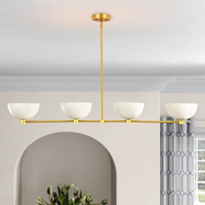 Rennnsan Averra 47" W 4 - Light Bowl Liner Mid-Century Modern Dimmable Kitchen Island Pendant in Gold