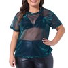 Agnes Orinda Women's Plus Size Short Sleeve Drop Shoulder Sheer Mesh Concert Carnival Tops - 2 of 4