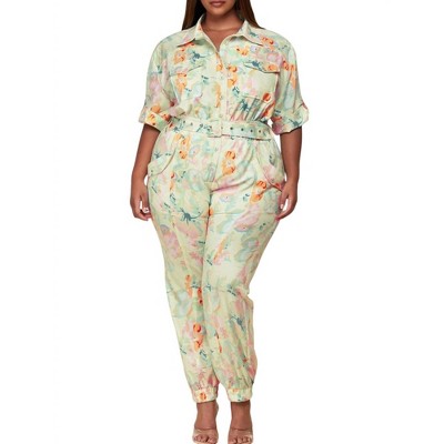 Women's Belted Cargo Jumpsuit - L'ATISTE