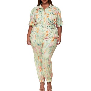 Women's Belted Cargo Jumpsuit - L'ATISTE - 1 of 3