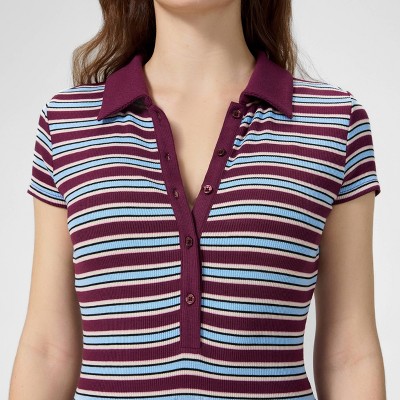 Женские платья A New Day Women's Cap Sleeve Ribbed Maxi Bodycon Dress - A New Day™ Burgundy Striped S — фото 4