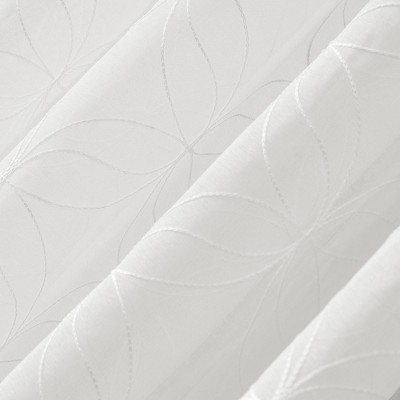 Ivory Sheer Embroidered Trellis Rod Pocket Curtain Panel