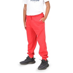 EVERYDAY KIDS Boys Cotton Fleece Sweatpants; Boys’ Activewear Jogger Pants - Soft and Breathable Cotton/Poly Blend, Red - 1 of 4