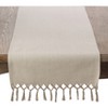 Saro Lifestyle Knotted Tassel Design Cotton Table Topper Runner, 16"x72", Beige - 2 of 3