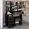 VYNXARIA 37"Middle Size Left Bedside Cabinet Vanity Table&Cushioned Stool, Extra Large Right sliding mirror,Suitable For Middle Space,Black - 4 of 4