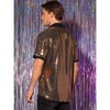 Lars Amadeus Men's Contrasting Color Short Sleeves Disco Party Sparkly Sequins Shirt - 3 of 4