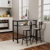 Oversart Bar Table and Chairs Set, Square Table With 2 Stools, Dining Pub Set for 2, Space Saving for Kitchen Breakfast, Living Room, Party Room, Grey - 2 of 4