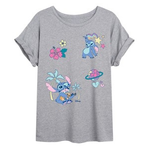 Women's - Disney - Lilo Stitch Patch Oversized Graphic T-Shirt - 1 of 4