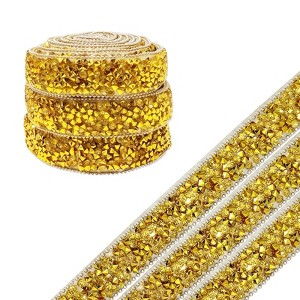 Wrapables 3 Yards Self Adhesive Resin Rhinestone Ribbons, Glittery Bling Tape Strips for DIY Crafts Wedding Party Decoration (3 Rolls) - 1 of 4