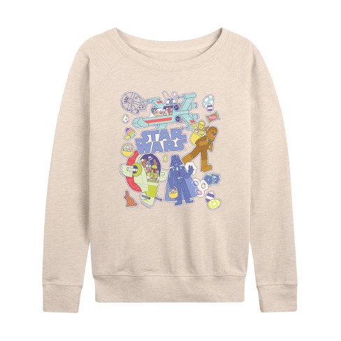 Women's - Star Wars - Easter Sticker -Women's French Terry Pullover Sweatshirt Lightweight French Terry Slouchy - image 1 of 4