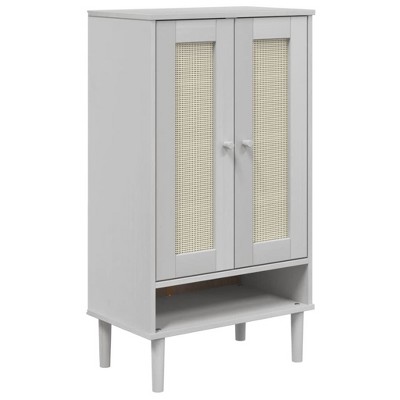 vidaXL SENJA Shoe Cabinet Accent Storage Organizer Rattan Look Solid Wood