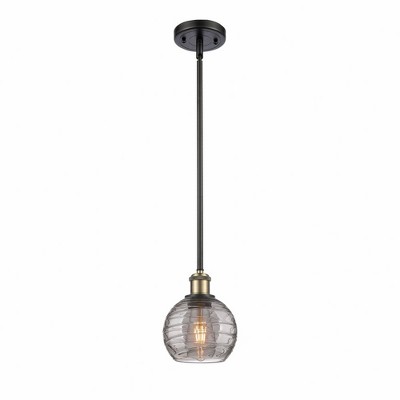Athens Deco Swirl - 1 Light Stem Hung Mini Pendant In Industrial Style-8 Inches Tall and 6 Inches Wide