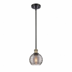 Athens Deco Swirl - 1 Light Stem Hung Mini Pendant In Industrial Style-8 Inches Tall and 6 Inches Wide - 1 of 1