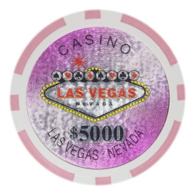 Slickblue 25-Pack Las Vegas 14-Gram Poker Chips, Clay Composite, Heavyweight Casino Style, Holo Inlay, $1-$10K