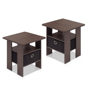 HOMLUX Set of 2 End Table Nightstand with Bin Drawer, Multiple Color Options - 1 of 4