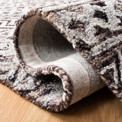 Gray and Brown Handmade Wool 6' x 9' Abstract Area Rug