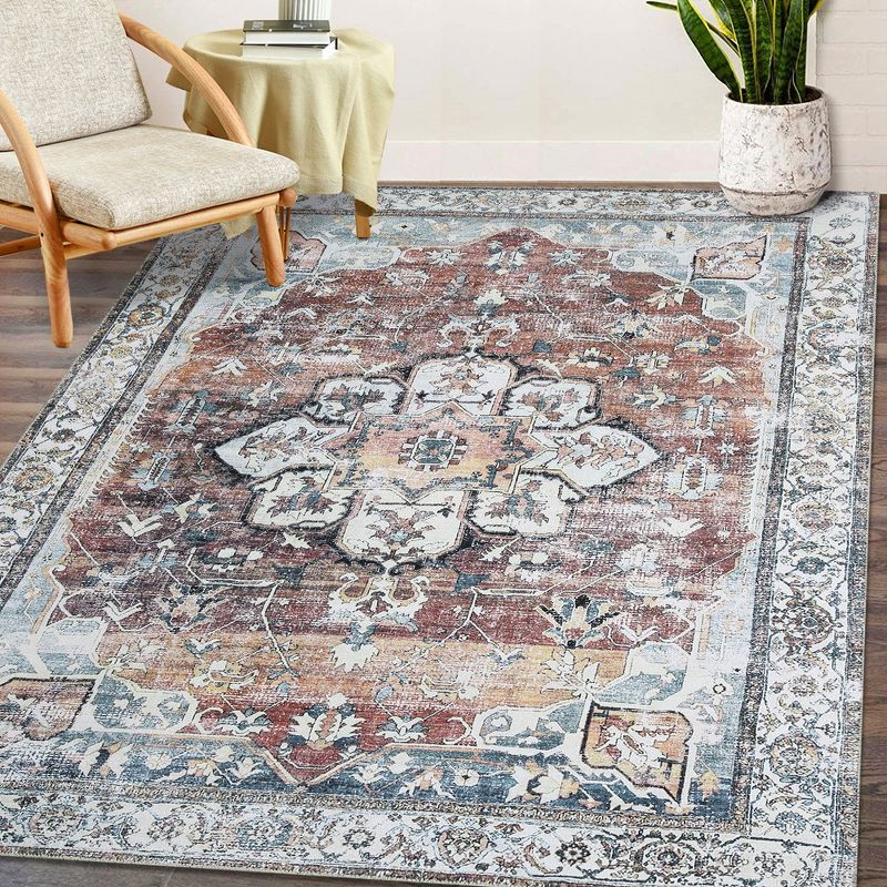 Area Rug Bohemian Accent Rug Stain Resistant Rug for Living Room Bedroom, 3 of 10