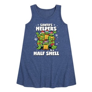 - Teenage Mutant Ninja Turtles - Santas Helpers In A Half Shell Graphic Sleeveless Aline Dress - 1 of 4