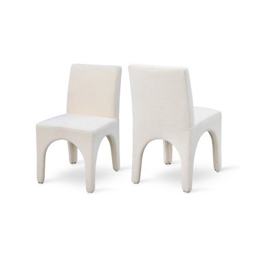 Meridian Furniture,Gramercy Linen Textured Fabric Dining Chair, Set of 2