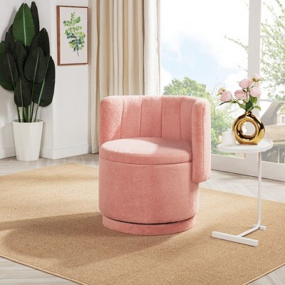 NicBex Upholstered Accent Chair with Storage Space,Modern Swivel Chairs for Bedroom,Reading Room,Gray/Beige/Pink
