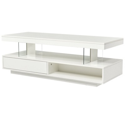 NicBex Rectangle Modern Coffee Table Center Dining Table with Drawers & LED Light for Living Room