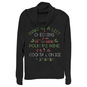 CHIN UP Christmas Wine or Cocktail Cowl Neck Sweatshirt - 1 of 3