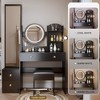 Makeup Vanity Set, Full Body Mirror Cabinet, Round Mirror LED Vanity Table, Cushioned Stool, Touch Control, 3-color, Brightness Adjustable - 2 of 4