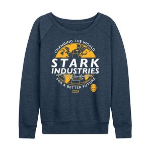 Women's - Marvel - Iron Man Stark Industries Lightweight French Terry Wide Neck Long Sleeve Shirt - 1 of 4