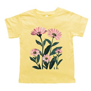 The Juniper Shop Pink Daisies Watercolor Toddler Short Sleeve Tee - 5T - Yellow - 1 of 4