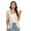 Womens Short Sleeve Knit Cardigan Sweater Summer Casual V Neck Button Down Crop Bolero Shrug Lightweight Crochet Tops Outwear - 3 of 4