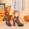 BLISSFUL STEP Women's Halloween Chunky High Heel Platform Zipper Chelsea Boots - 2 of 4