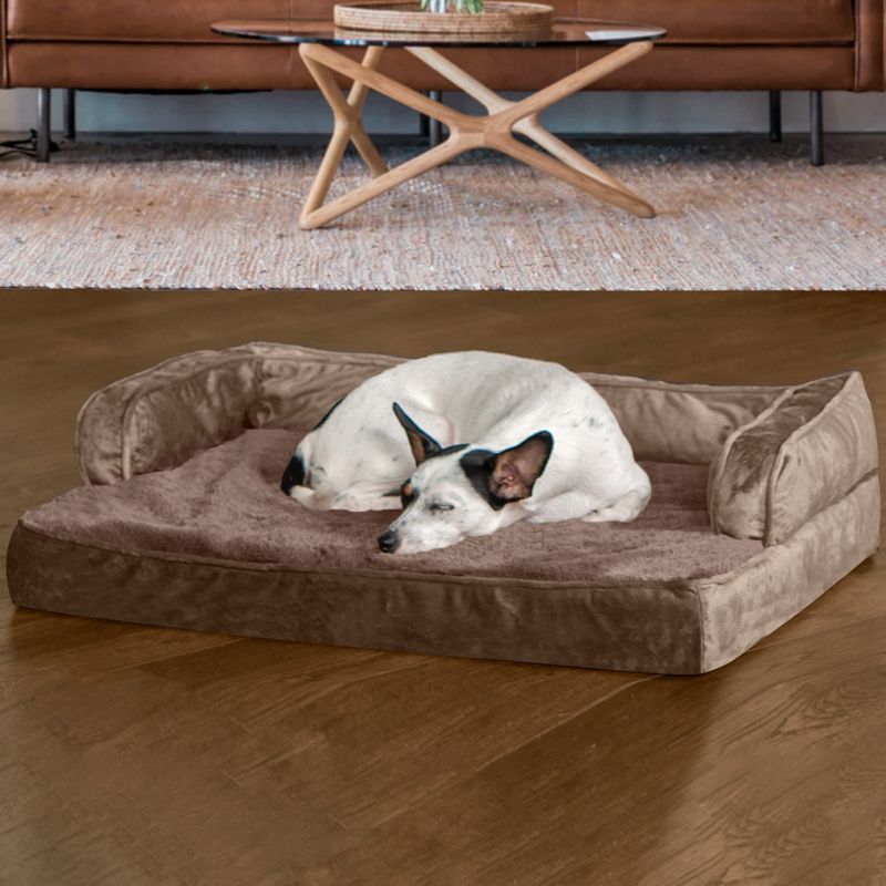 FurHaven Plush & Velvet Comfy Couch Memory Foam Sofa-Style Dog Bed, 3 of 4