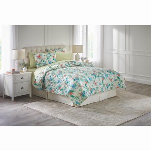 BrylaneHome Rose Floral Quilt Set - 1 of 4