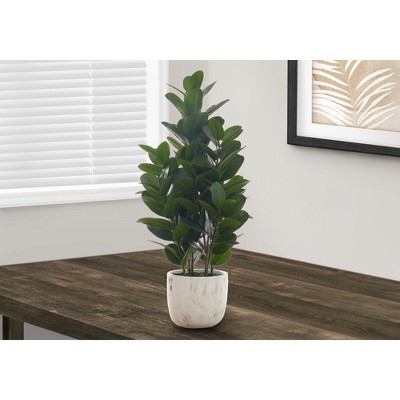 Monarch Specialties Artificial Plant  Tall Garcinia Tree Indoor Faux Fake Floor Greenery Potted Real Touch Decorative Green Leaves White Cement Pot