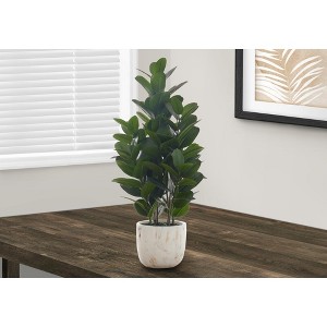 Monarch Specialties Artificial Plant  Tall Garcinia Tree Indoor Faux Fake Floor Greenery Potted Real Touch Decorative Green Leaves White Cement Pot - 1 of 4