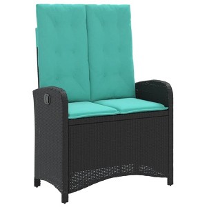 41.3"Reclining Patio Bench with Cushions Black Poly Rattan - 1 of 4
