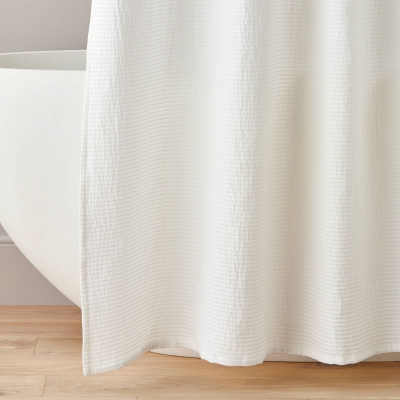 Textured Horizontal Stripe Matelass&#233; Shower Curtain Cream - Hearth &#38; Hand&#8482; with Magnolia, 4 of 5