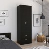 SEVOBAL Armoires Double Doors Two Drawers Integrated Hanging Rod for Bedroom and Closet Storage Solution, Black, 18.9"*23.3"*70.4" - 3 of 4