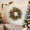 24 Inch Outdoor Winter Berry Eucalyptus Wreath with Dried Orange Slices White Beads Holiday Home Decor - 2 of 4