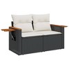 vidaXL 7 Piece Patio Sofa Set with Cushions Black Poly Rattan - Black and Cream - 4 of 4