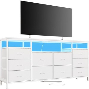 10 Drawer Dresser Tv Stand for 65 70 75 Inch Tv,3" W Long Fabric Dresser Entertainment Center - 1 of 4